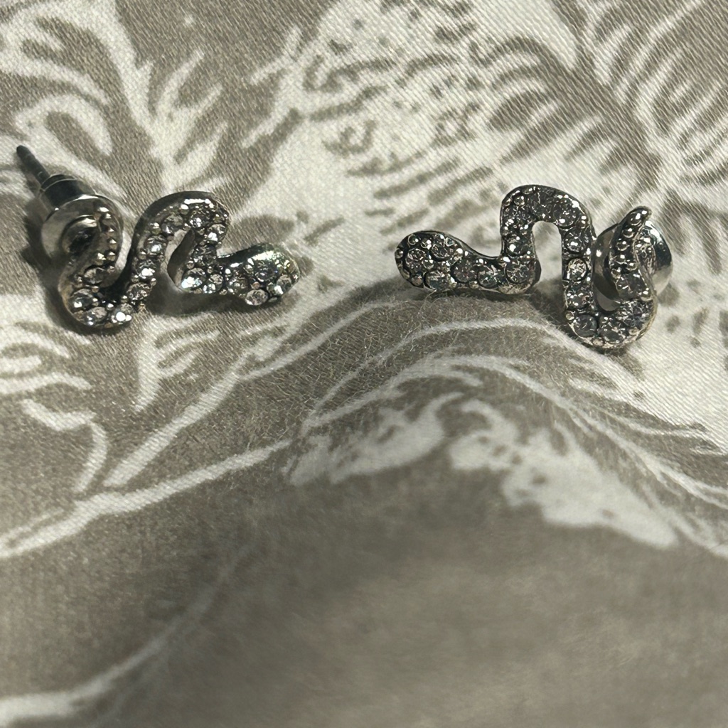 Silver Snake Stud Earrings 7$